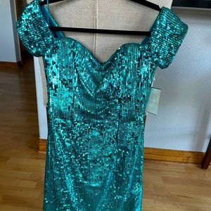 Dress the Population | Jada Sequins Dress | Mermaid Teal Color | Size M | NWT